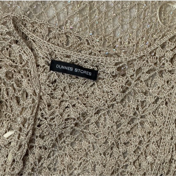 Dunnes Stores Beige Crocheted Beaded Tasseled Open Front Cardigan Medium - Picture 8 of 12
